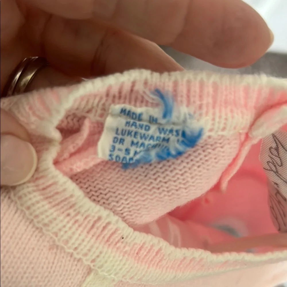 Lord & Taylor Infant Pink Sweater dress with Embroidered Animals - Picture 3 of 6